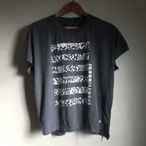 Under Amour Loose Boxy Grey Semi Cropped Print Workout Tee